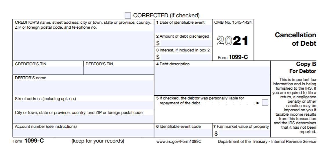 form 1099-C Cancellation of Debt