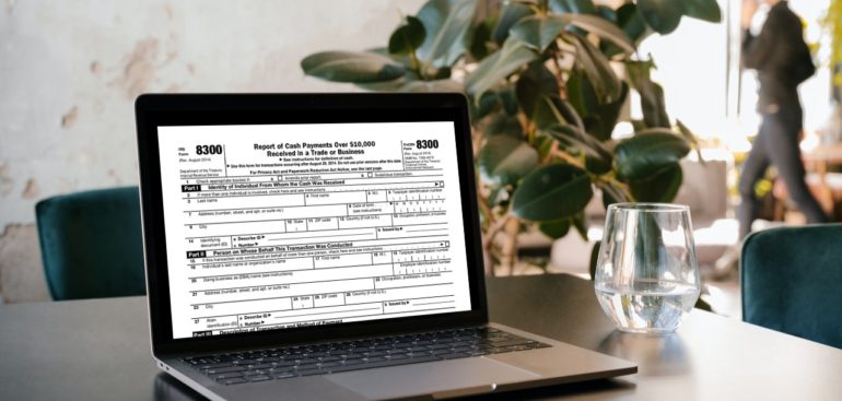 screenshot of the IRS form 8300