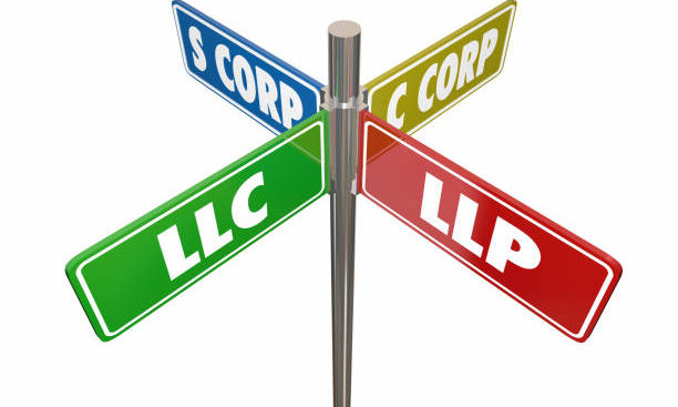 LLC LLP S-Corp C-Corporation Road Signs 3d Illustration