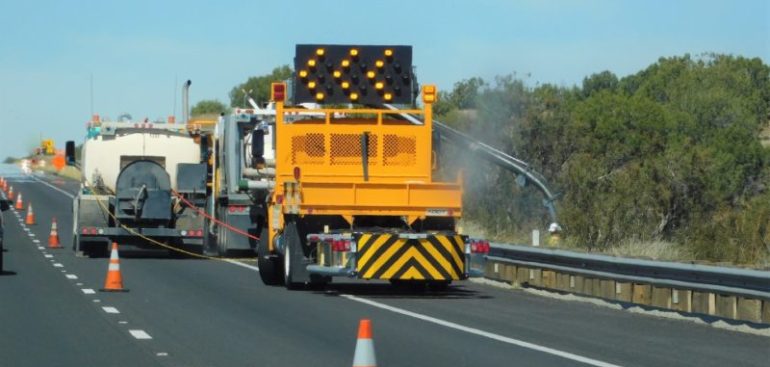 roadwork being done on a US Interstate