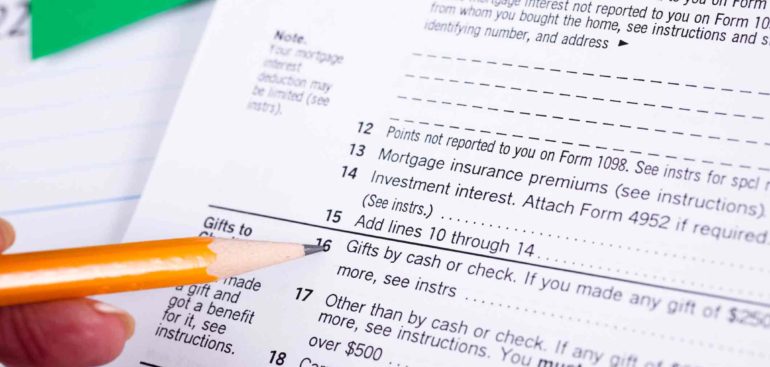 adding tax deductions on a tax form